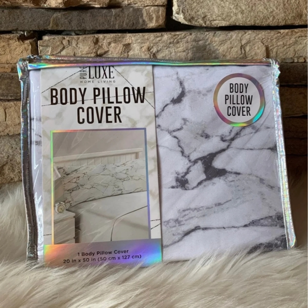 White grey marble body pillow pillowcase NWT
